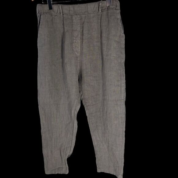 Campo De Fiori Taupe 100% Italian Linen Pull On Pants Sz S - Picture 5 of 8